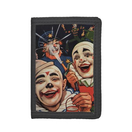 Vintage Humor, Laughing Circus Clowns And Police Trifold Wallet