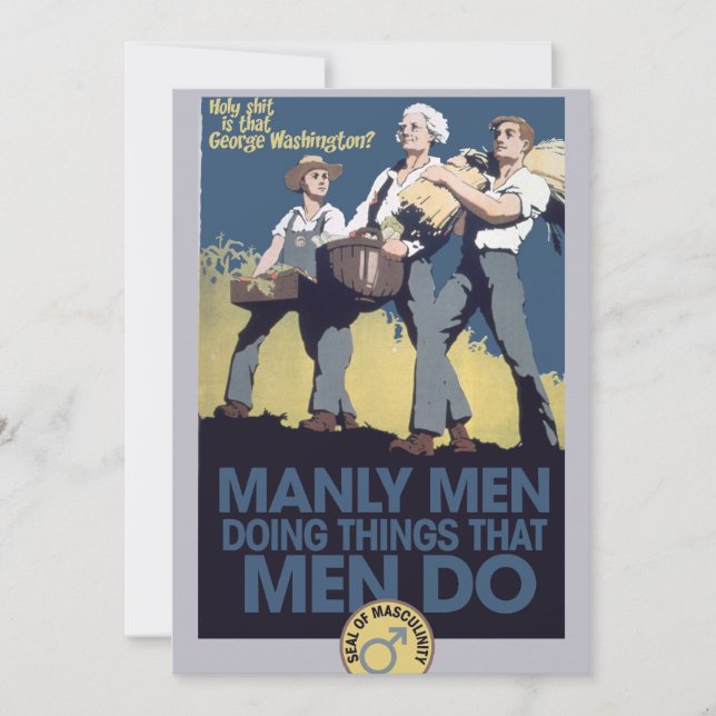 Vintage Humor Manly MEN Invitation (Front)