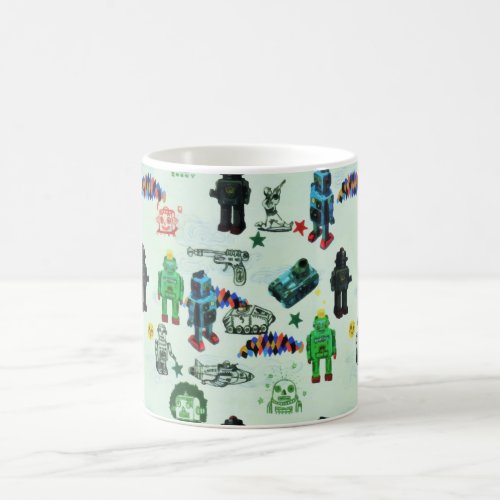 Vintage Humor Outer Space Robot Watercolor Coffee Mug