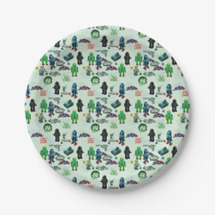 Vintage Humor Outer Space Robot Watercolor Paper Plates