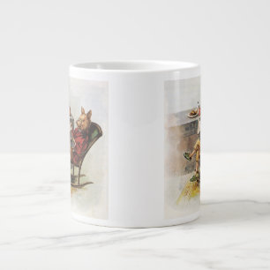 Vintage Humor, Pig in Rocking Chair Reading a Book Giant Coffee Mug