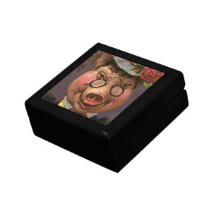 Vintage Humor, Silly and Funny Victorian Lady Pig Keepsake Box