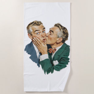 Vintage Humor Surprise Kiss Scene Beach Towel