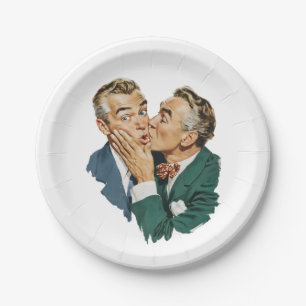 Vintage Humor Surprise Kiss Scene Paper Plates