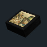 Vintage Humor, Victorian Bride Groom Cats in Hats Gift Box<br><div class="desc">Vintage illustration funny humor image featuring Victorian tabby cats wearing hats. A love and romance pet wedding design with a cat bride and groom. The bride is wearing an elegant floral flower hat and the groom cat is wearing a fancy formal top hat.</div>