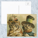 Vintage Humor, Victorian Bride Groom Cats In Hats Postcard at Zazzle