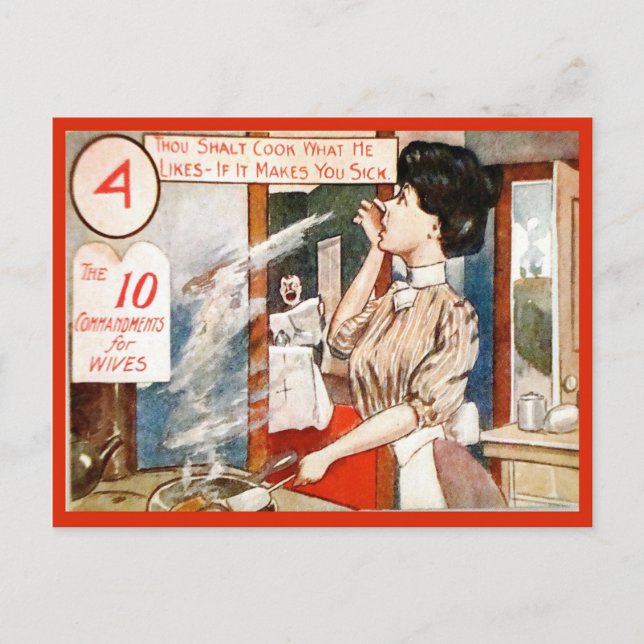 Vintage  Humour, 10 commandments for wives Postcard (Front)