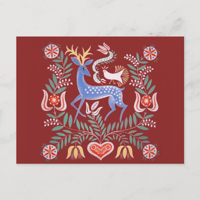 Vintage Hungarian Deer Motif Postcard (Front)