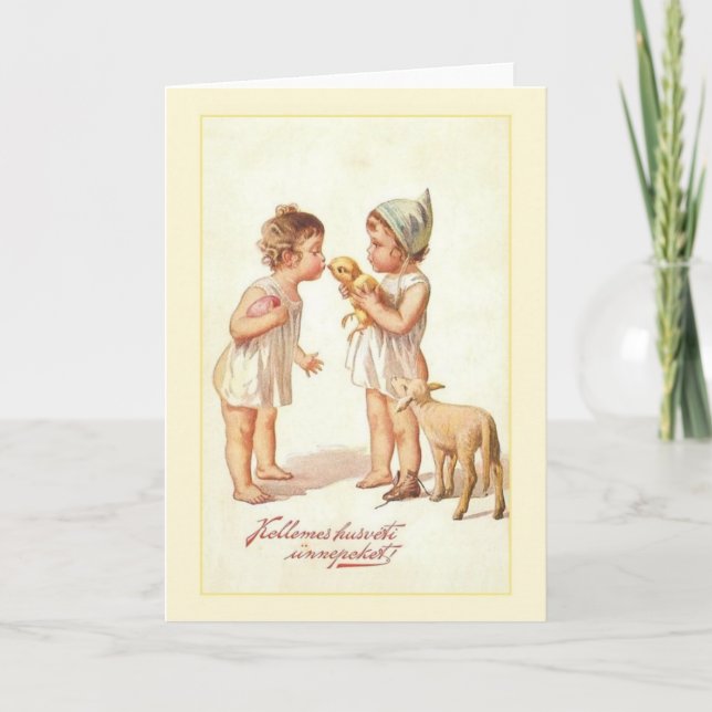 Vintage Hungarian Easter Greeting Card (Front)