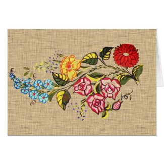 Vintage  Hungarian Flowers  -  faux fabric