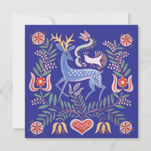 vintage Hungarian Folk Art Deer and Flowers