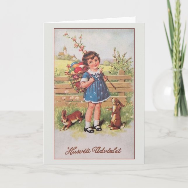 Vintage Hungarian Housvéti Üdvözlet Easter Card (Front)