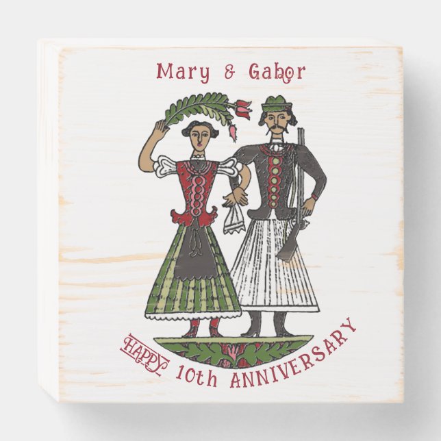 Vintage Hungarian Wedding Anniversary Wooden Box Sign (Front Horizontal)