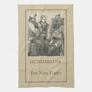 Vintage Hungarians on Soybean Beige Kitchen Towel
