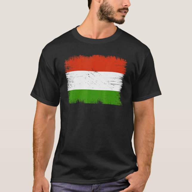 Vintage Hungary Flag Hungarian Independence Day T-Shirt (Front)