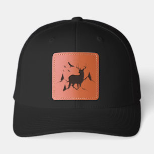 Vintage Hunting Adventure Outdoor Wildlife Leather Patch Hat