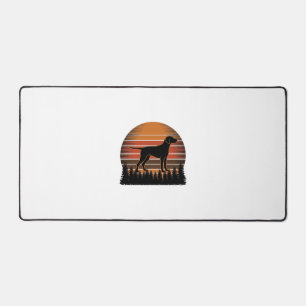 Vintage Hunting Dog Sunset Forest Vector Design_1 Desk Mat