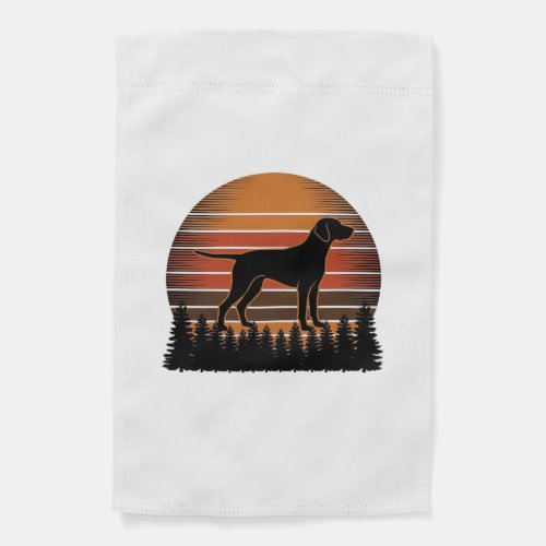 Vintage Hunting Dog Sunset Forest Vector Design_1 Garden Flag