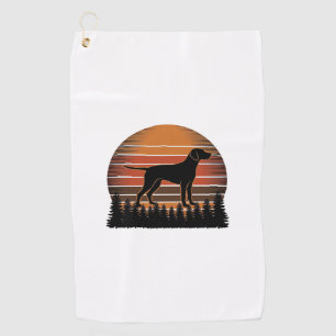 Vintage Hunting Dog Sunset Forest Vector Design_1 Golf Towel