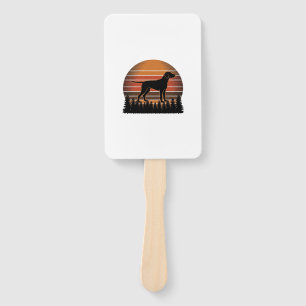 Vintage Hunting Dog Sunset Forest Vector Design_1 Hand Fan