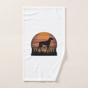 Vintage Hunting Dog Sunset Forest Vector Design_1 Hand Towel