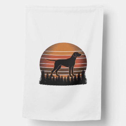 Vintage Hunting Dog Sunset Forest Vector Design_1 House Flag