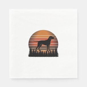 Vintage Hunting Dog Sunset Forest Vector Design_1 Napkins