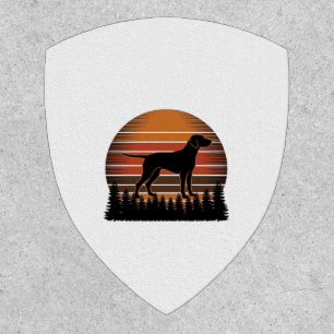 Vintage Hunting Dog Sunset Forest Vector Design_1 Patch