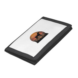 Vintage Hunting Dog Sunset Forest Vector Design_1 Trifold Wallet