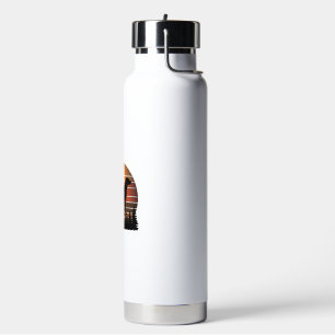 Vintage Hunting Dog Sunset Forest Vector Design_1 Water Bottle