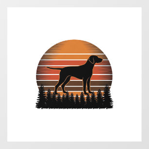 Vintage Hunting Dog Sunset Forest Vector Design_1 Window Cling