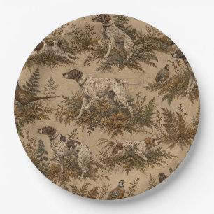 Vintage Hunting Dogs & Game Birds Pattern Paper Plates