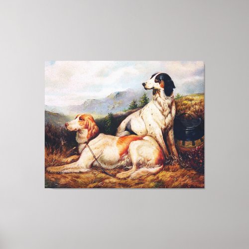 Vintage Hunting Dogs Portrait Canvas Print