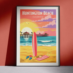 Vintage Huntington Beach California Poster