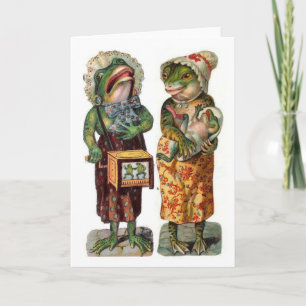 Vintage - Hurdy Gurdy Frogs, Card