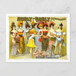Vintage Hurly-Burly Vaudeville Advertisement Postcard