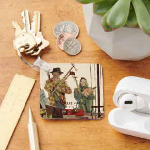 Vintage Husband and Wife with Gardening Tools Keychain