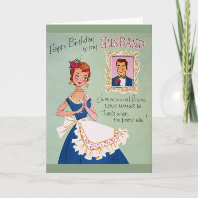Vintage Husband Birthday Greeting Card (Front)