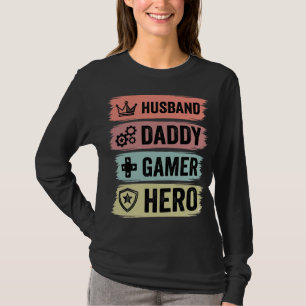 Vintage Husband Daddy Gamer Hero Geometric T-Shirt