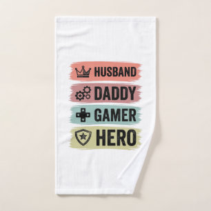 Vintage Husband Daddy Gamer Hero Geometric T-Shirt Hand Towel