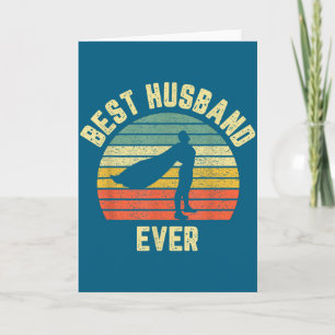 Vintage Husband Ever Superhero Fun Illustration Card