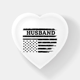 Vintage Husband Patriotic Flag Shirt Design_1 Paperweight