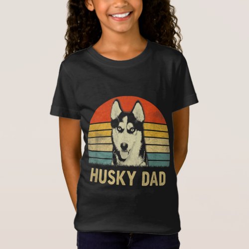 Vintage Husky Dad Fathers Day Gifts For Dog Lover T_Shirt
