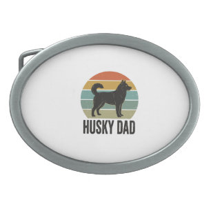 Vintage Husky Dad Retro Dog Vector Design_1 Belt Buckle