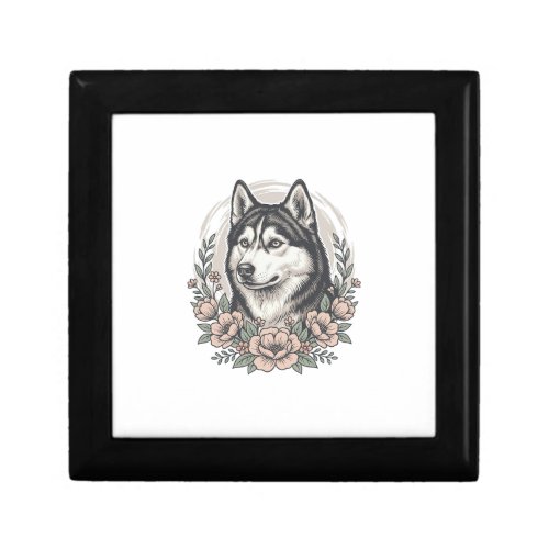 Vintage Husky Floral Portrait Shirt Design_1 Gift Box