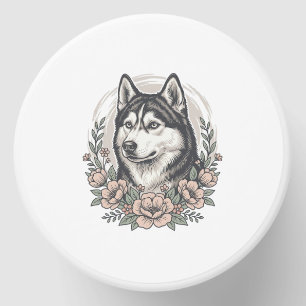 Vintage Husky Floral Portrait Shirt Design_1 Mini Candle Favors