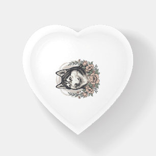 Vintage Husky Floral Portrait Shirt Design_1 Paperweight