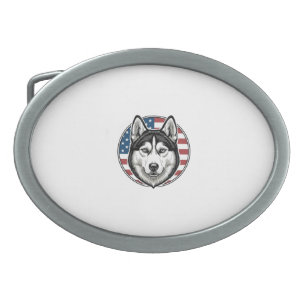 Vintage Husky Patriotic Dog Vector Shirt Design_1 Belt Buckle