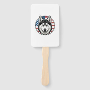 Vintage Husky Patriotic Dog Vector Shirt Design_1 Hand Fan