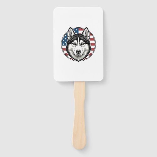 Vintage Husky Patriotic Dog Vector Shirt Design_1 Hand Fan